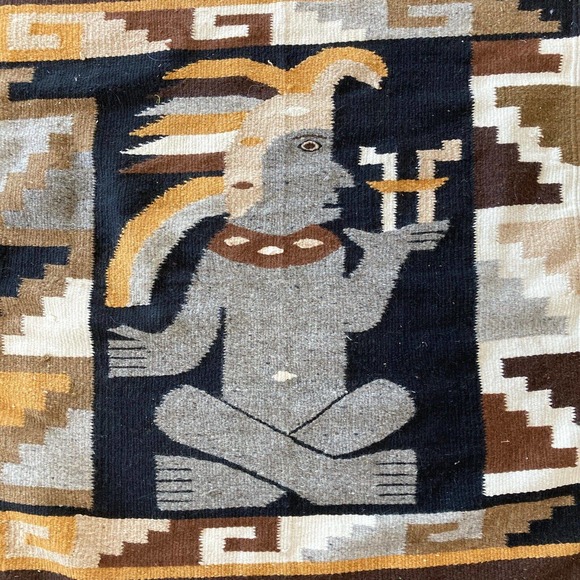 Indian Saddle Throw Blanket 28"x56" Wool Kachina Dancer Kokopelli Wall Hanging - Picture 2 of 9